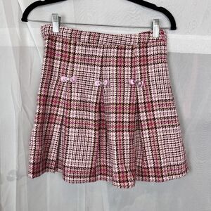 y2k style coquette mini skater skirt XS- bow detail tweed kawaii